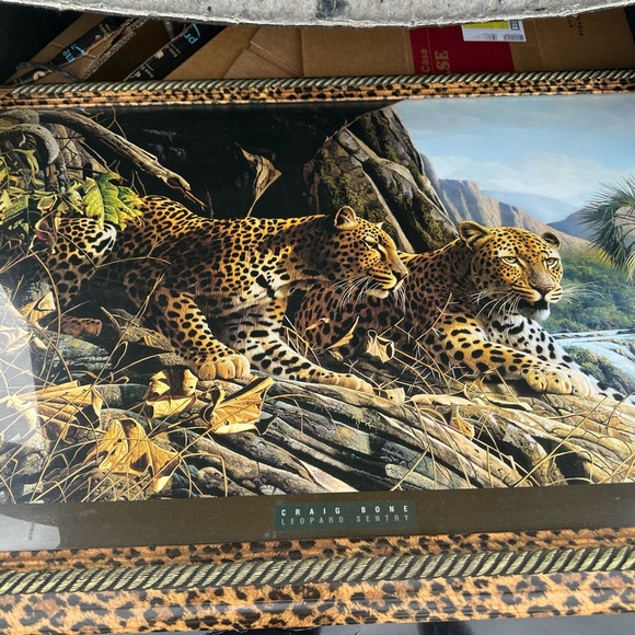 Lithograph Print Framed Limited edition “Leopard Sentry
